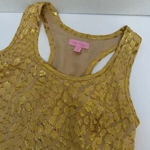 Lilly Pulitzer Betty Almond Gold Packin‎ Head Jacquard Dress 67% Silk Women's XS